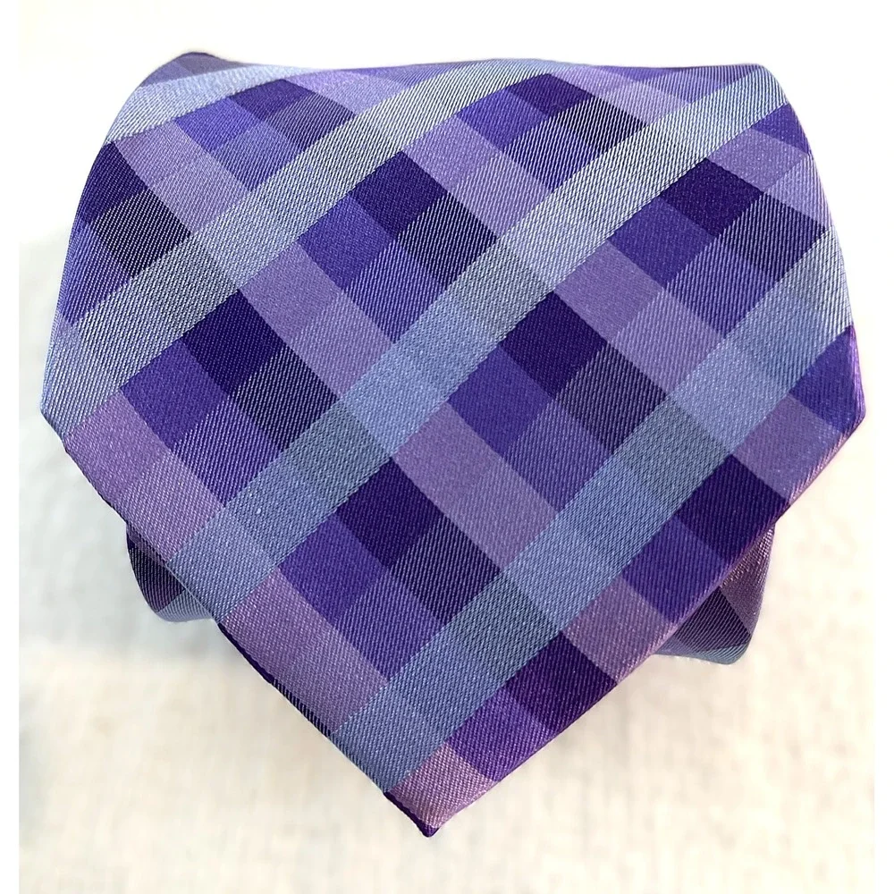 Pronto Uomo Purple Plaid Necktie Woven Dress Tie Career Professional‎
